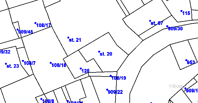 Parcela st. 20 v KÚ Drchlava, Katastrální mapa