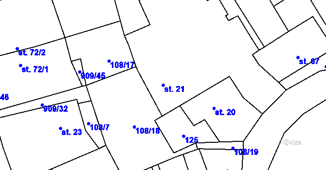 Parcela st. 21 v KÚ Drchlava, Katastrální mapa