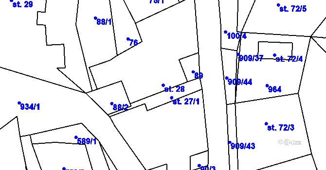 Parcela st. 28 v KÚ Drchlava, Katastrální mapa