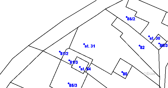 Parcela st. 31 v KÚ Drchlava, Katastrální mapa