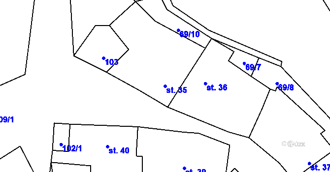 Parcela st. 35 v KÚ Drchlava, Katastrální mapa