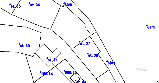 Parcela st. 37 v KÚ Drchlava, Katastrální mapa