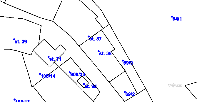 Parcela st. 38 v KÚ Drchlava, Katastrální mapa