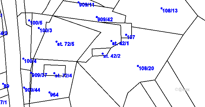 Parcela st. 42/2 v KÚ Drchlava, Katastrální mapa