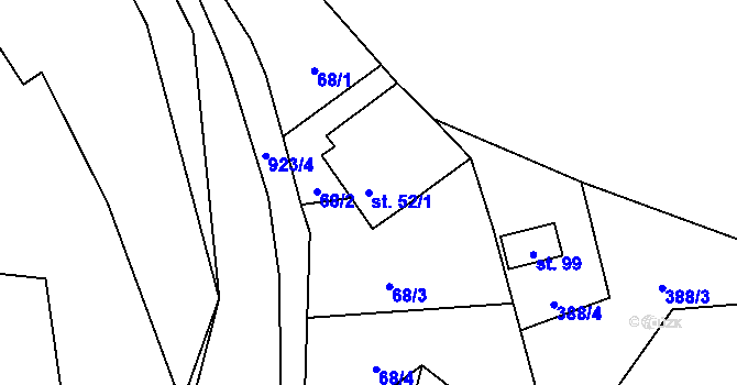 Parcela st. 52/1 v KÚ Drchlava, Katastrální mapa