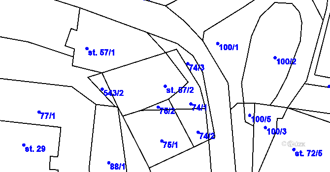 Parcela st. 57/2 v KÚ Drchlava, Katastrální mapa