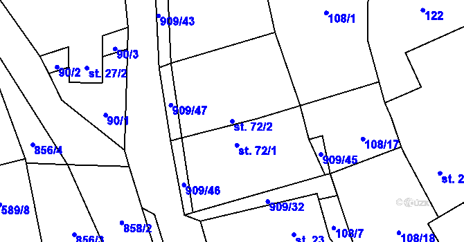 Parcela st. 72/2 v KÚ Drchlava, Katastrální mapa