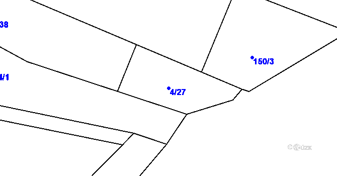 Parcela st. 4/27 v KÚ Drchlava, Katastrální mapa