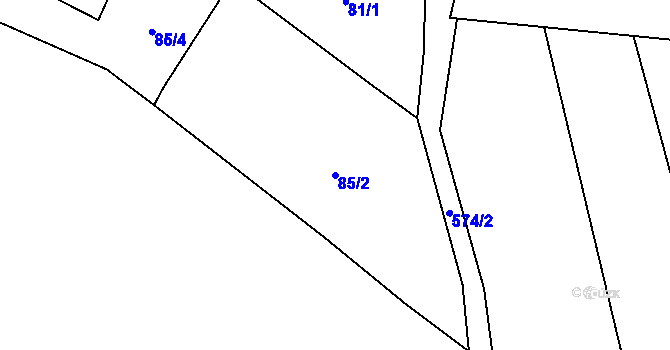 Parcela st. 85/2 v KÚ Drchlava, Katastrální mapa
