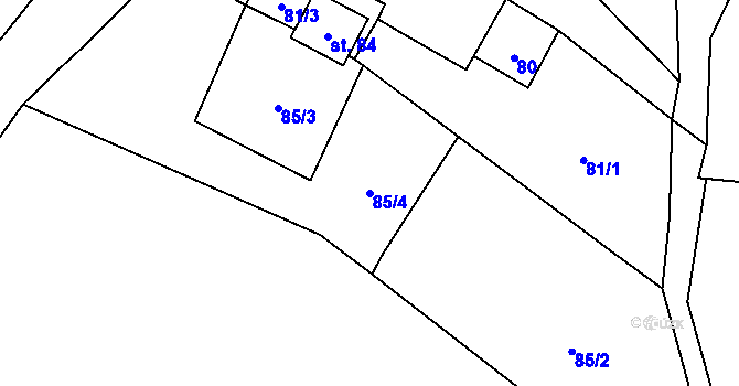 Parcela st. 85/4 v KÚ Drchlava, Katastrální mapa