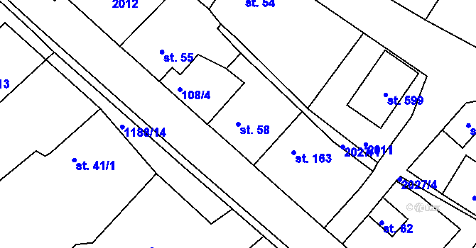 Parcela st. 58 v KÚ Drmoul, Katastrální mapa