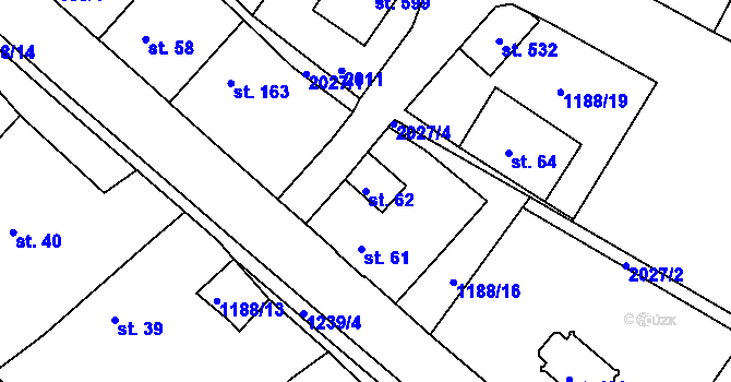 Parcela st. 62 v KÚ Drmoul, Katastrální mapa
