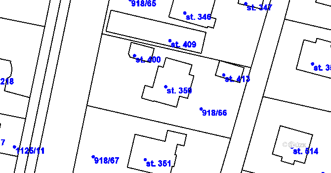 Parcela st. 350 v KÚ Drmoul, Katastrální mapa