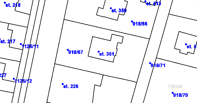 Parcela st. 351 v KÚ Drmoul, Katastrální mapa