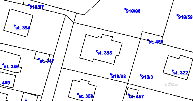 Parcela st. 393 v KÚ Drmoul, Katastrální mapa