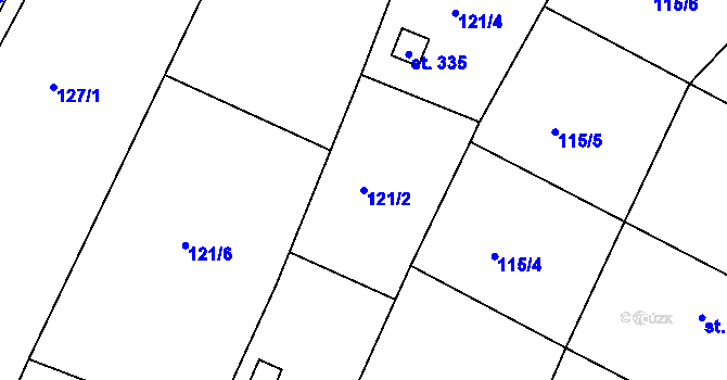 Parcela st. 121/2 v KÚ Drmoul, Katastrální mapa