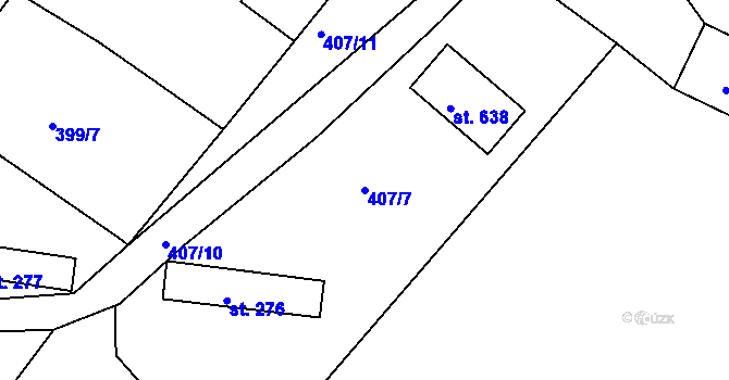 Parcela st. 407/7 v KÚ Drmoul, Katastrální mapa