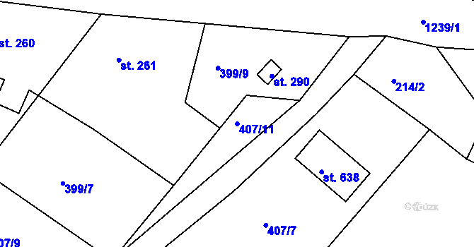 Parcela st. 407/11 v KÚ Drmoul, Katastrální mapa