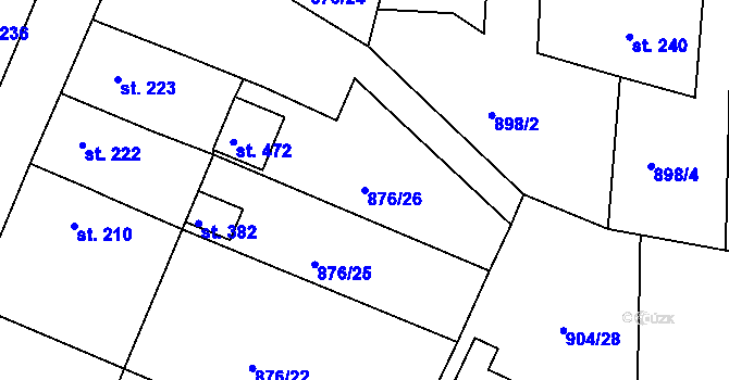 Parcela st. 876/26 v KÚ Drmoul, Katastrální mapa