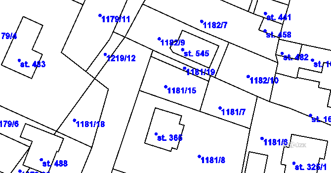 Parcela st. 1181/15 v KÚ Drmoul, Katastrální mapa