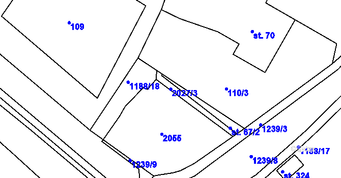 Parcela st. 2027/3 v KÚ Drmoul, Katastrální mapa
