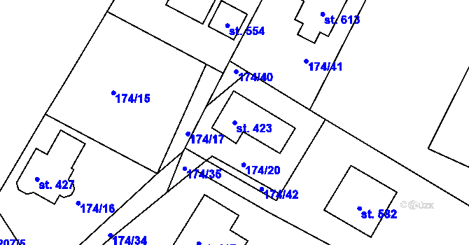 Parcela st. 423 v KÚ Drmoul, Katastrální mapa