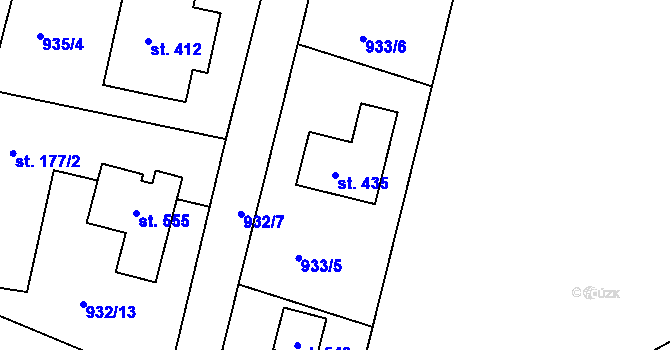 Parcela st. 435 v KÚ Drmoul, Katastrální mapa