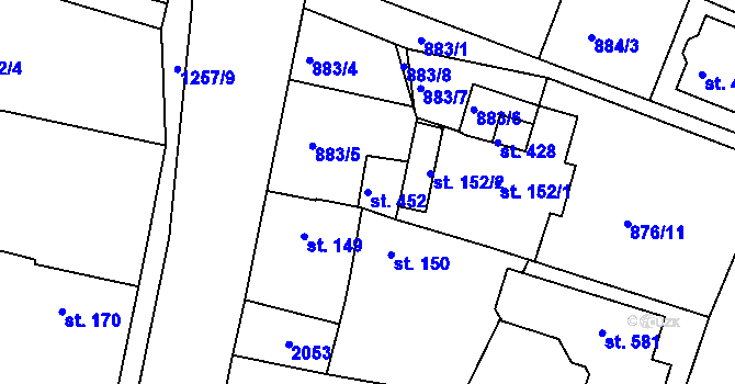 Parcela st. 452 v KÚ Drmoul, Katastrální mapa