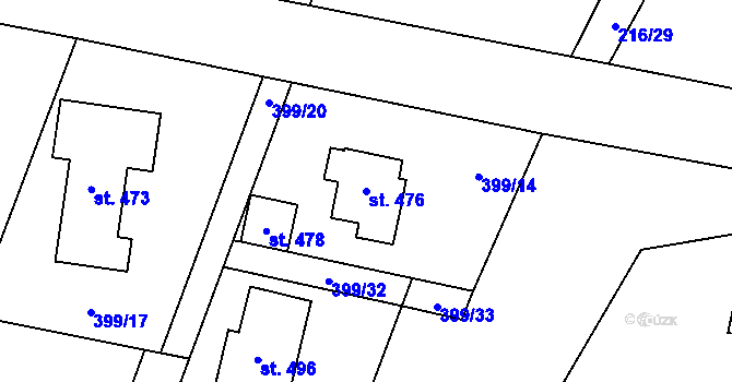 Parcela st. 476 v KÚ Drmoul, Katastrální mapa