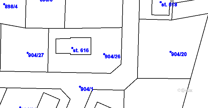 Parcela st. 904/26 v KÚ Drmoul, Katastrální mapa