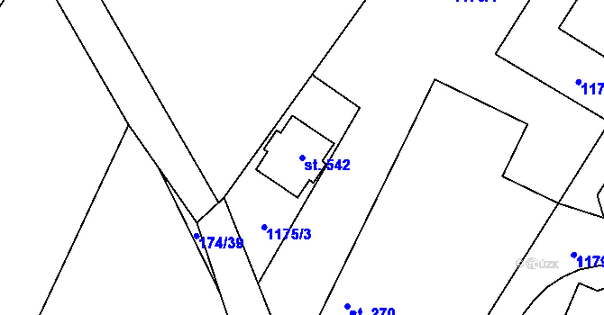 Parcela st. 542 v KÚ Drmoul, Katastrální mapa