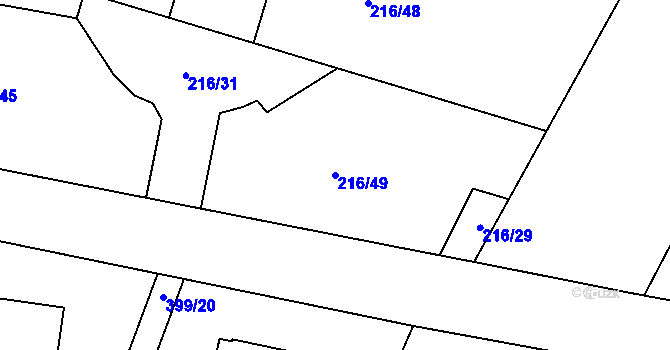Parcela st. 216/49 v KÚ Drmoul, Katastrální mapa