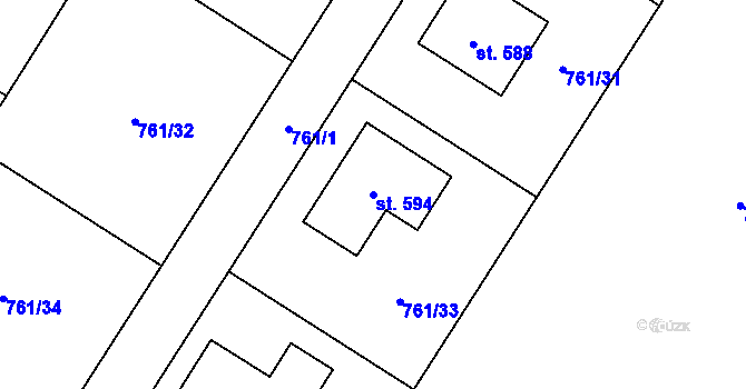 Parcela st. 594 v KÚ Drmoul, Katastrální mapa