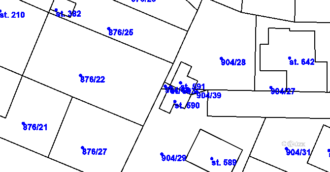 Parcela st. 904/40 v KÚ Drmoul, Katastrální mapa
