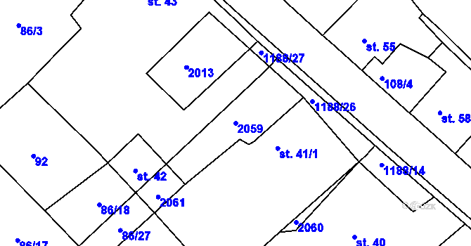 Parcela st. 2059 v KÚ Drmoul, Katastrální mapa