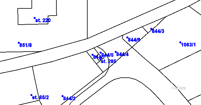 Parcela st. 844/5 v KÚ Drnek, Katastrální mapa