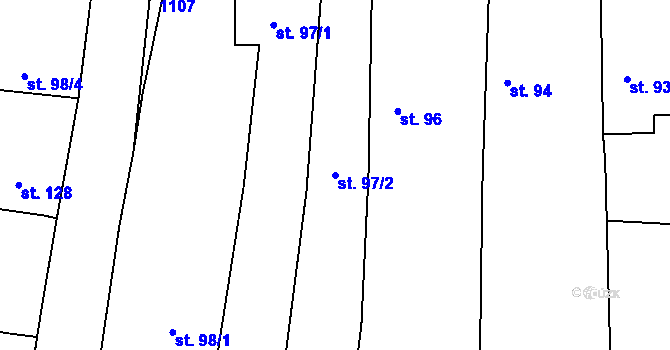Parcela st. 97/2 v KÚ Drnek, Katastrální mapa