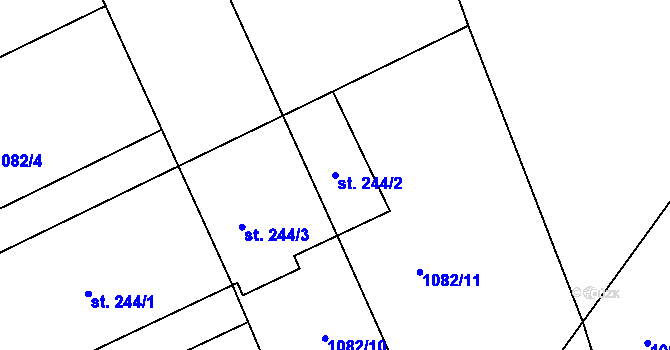 Parcela st. 244/2 v KÚ Drnek, Katastrální mapa