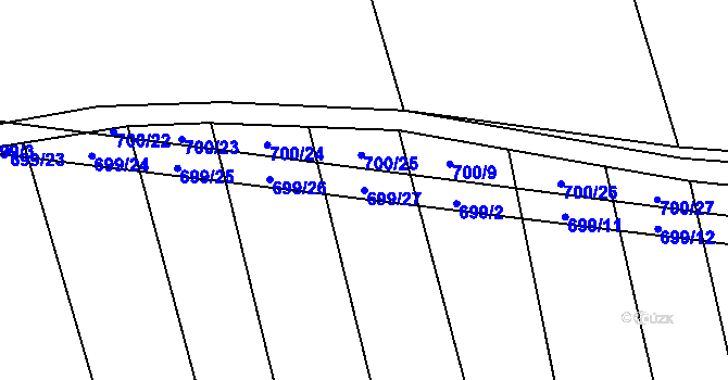 Parcela st. 699/27 v KÚ Drnek, Katastrální mapa