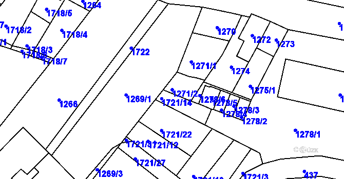 Parcela st. 1271/2 v KÚ Drnholec, Katastrální mapa