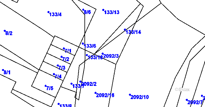 Parcela st. 2092/3 v KÚ Drnholec, Katastrální mapa
