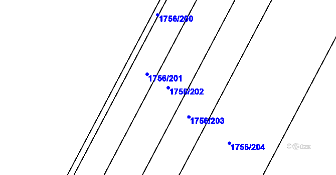 Parcela st. 1756/202 v KÚ Drnholec, Katastrální mapa