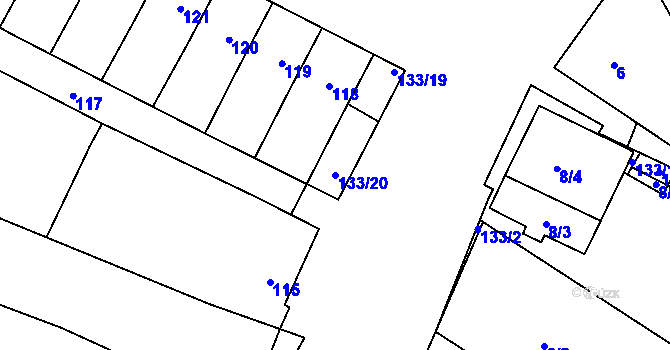 Parcela st. 133/20 v KÚ Drnholec, Katastrální mapa