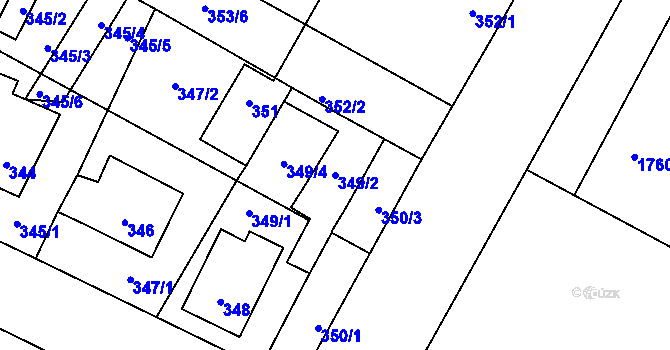 Parcela st. 349/2 v KÚ Drnholec, Katastrální mapa