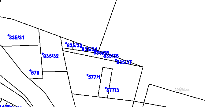 Parcela st. 835/36 v KÚ Drnholec, Katastrální mapa