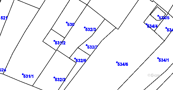 Parcela st. 532/7 v KÚ Drnholec, Katastrální mapa