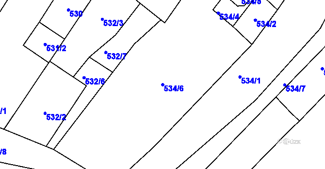 Parcela st. 534/6 v KÚ Drnholec, Katastrální mapa