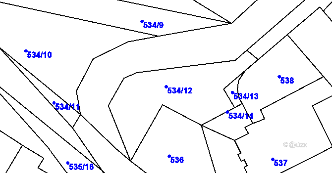 Parcela st. 534/12 v KÚ Drnholec, Katastrální mapa