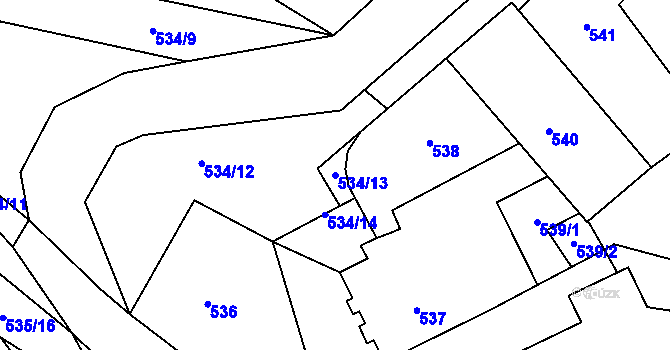 Parcela st. 534/13 v KÚ Drnholec, Katastrální mapa