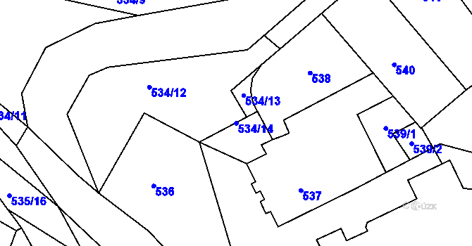 Parcela st. 534/14 v KÚ Drnholec, Katastrální mapa